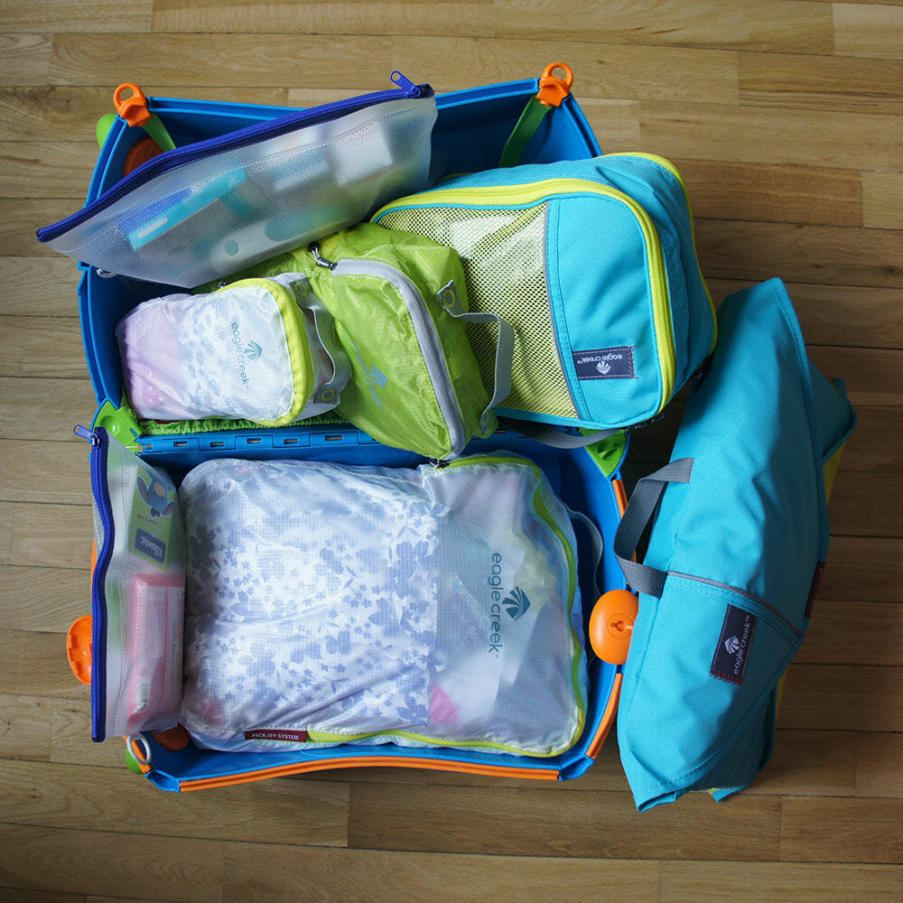 Colour-coded bags help you sort through packing easily