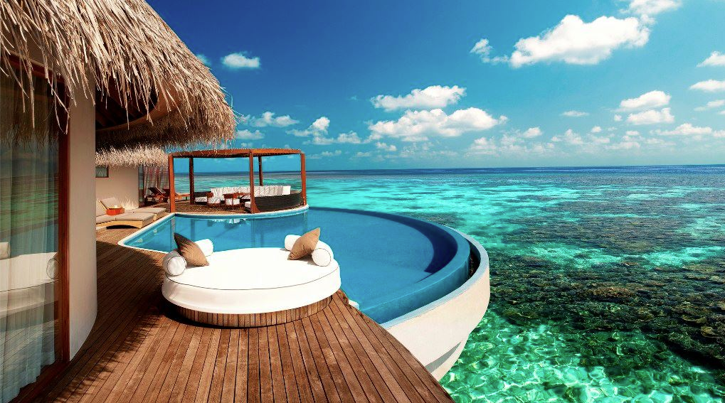 The water villas W Resort have their own pool over the Great Barrier Reef. Incredible!