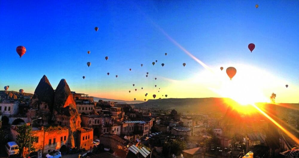 cappadocia, hot air balloons, sunset 