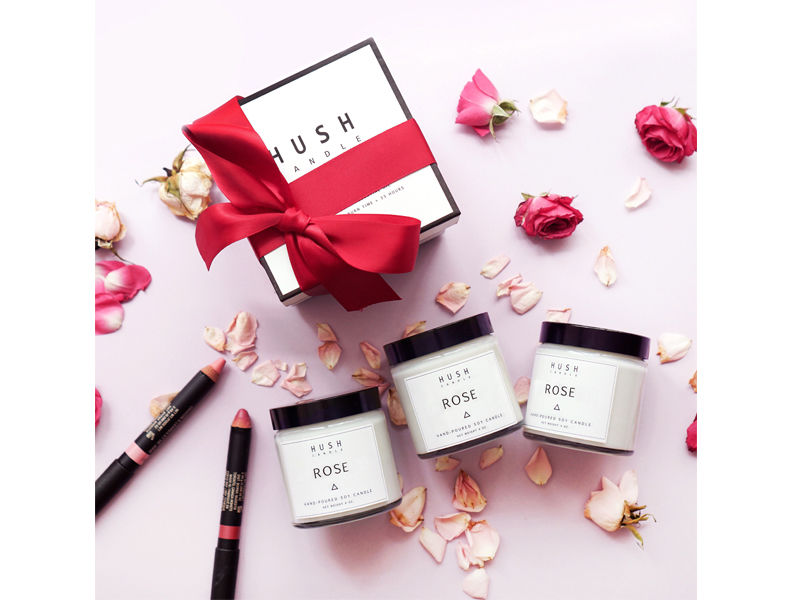 Hush rose essential oil candle
