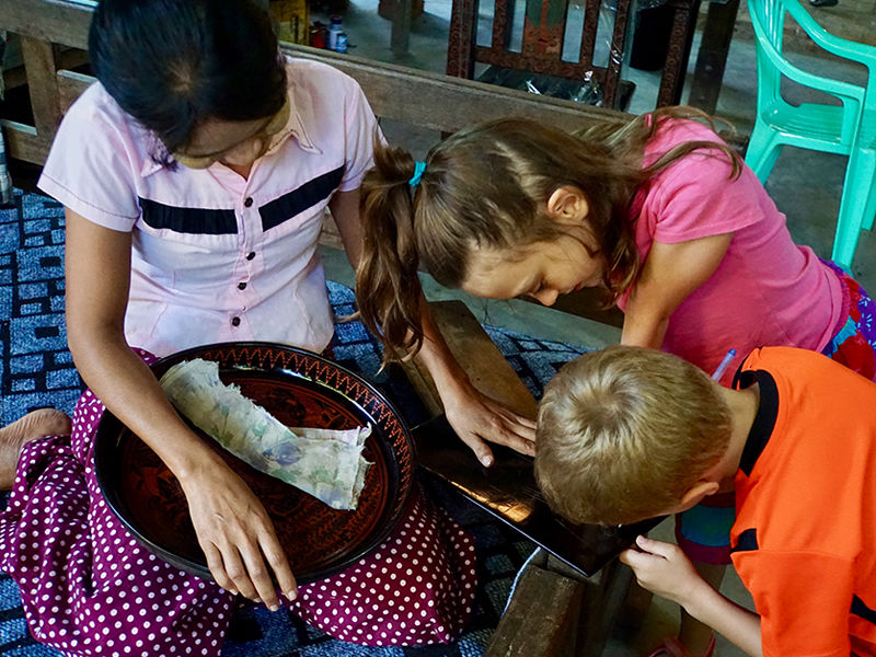 Myanmar with kids Bowl crafting in Myanmar