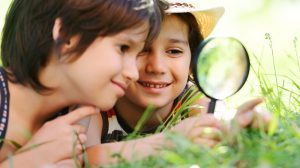 Kids exploring nature when home-schooling