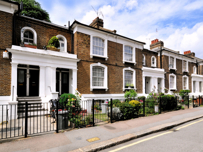 property investment row of English houses in UK