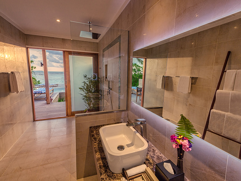Hurawalhi maldives beach pool villa bathroom