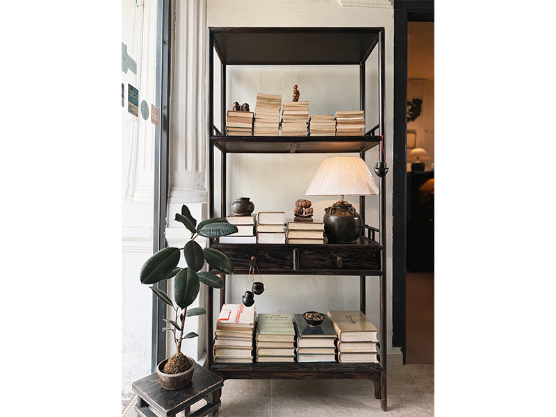 Bookshelf featuring old round posts and generously spaced shelves, Just Anthony
