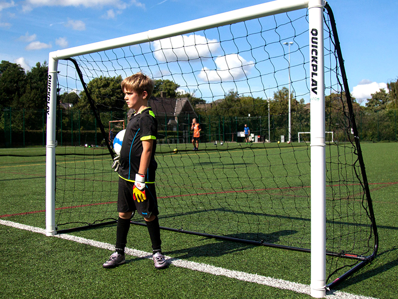 Quickplay folding goal white and black trading football nets