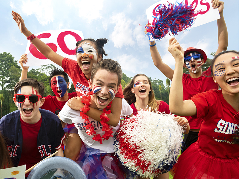 international students cheering - SAS