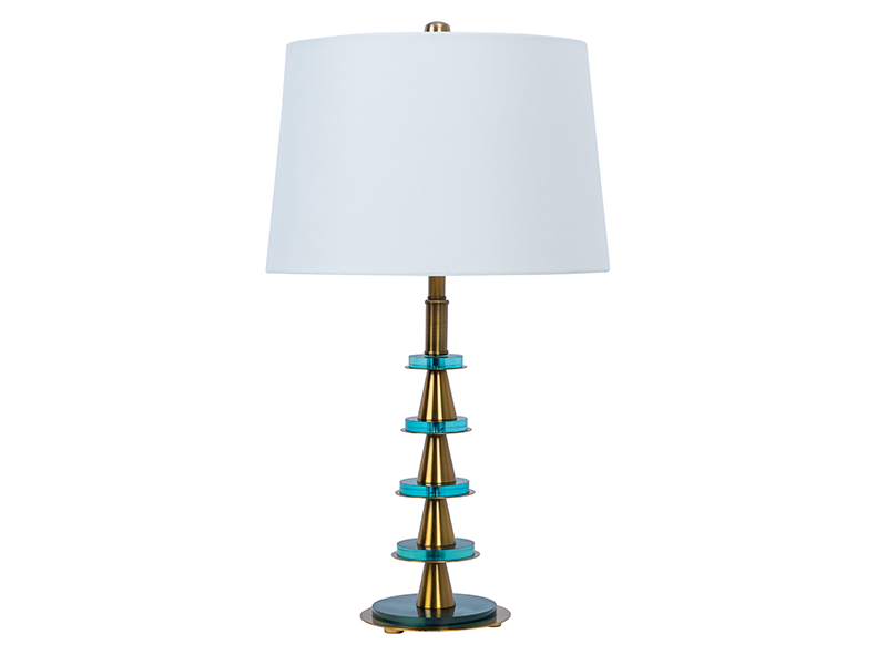 Inspired by pagodas, a simple tiered table lamp that wows with a pop of colour, WTP Furniture