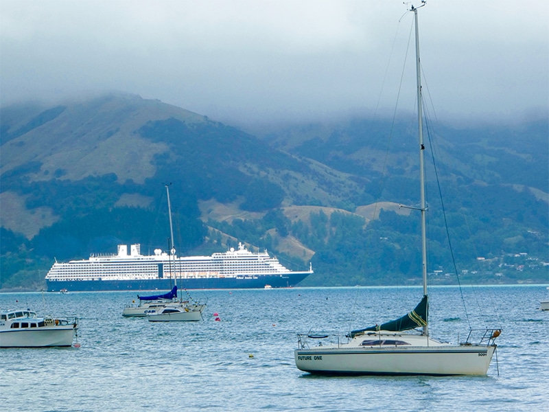 New Zealand cruise: The Noordam anchored in French Bay, Akaroa