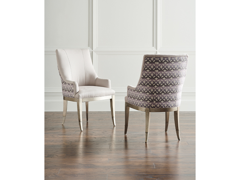 Upholstered dining chairs from Caracole Classic collection, $1,519 each, Taylor B Fine Design
