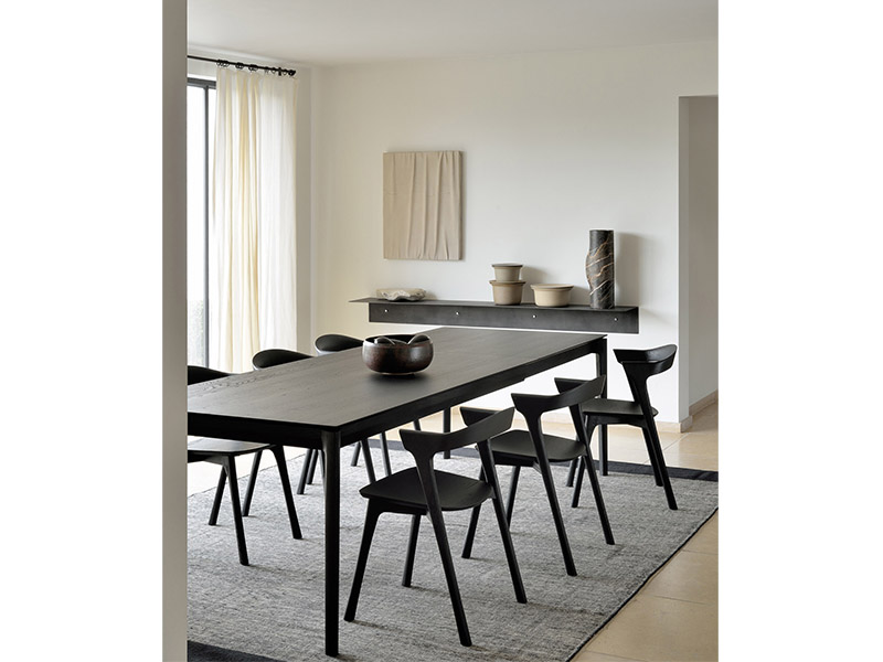 Black Oak Bok Extendable Dining Table  SGD 3,870, Solid Oak Painted Black. Also Available in Natural Oak and Teak Wood, Available in various extendable and fixed sizes. W 140/220cm x D 90cm x H 76cm, W 160/240cm x D 90cm x H 76cm, W 180/280cm x D 100cm x H 76cm