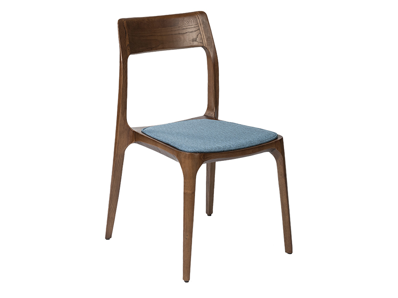 Slim dining chair in solid ash wood frame with walnut finish, WTP