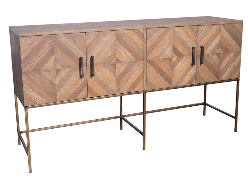 Armstrong buffet sideboard in mindi wood and old beech wood, with legs in rustic bronze, $1,859, WTP