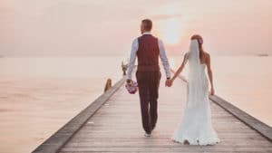 image of bride and groom for island wedding story