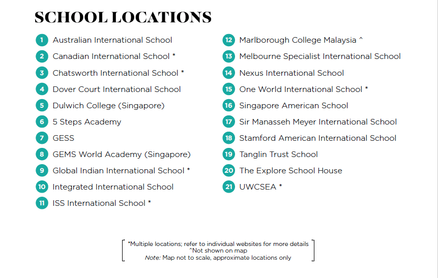 international schools in Singapore locations