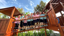 Mosaic international preschool in Singapore students on wooden play bridge