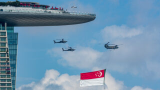 what to do on national day - chinook flypast at marina bay sands