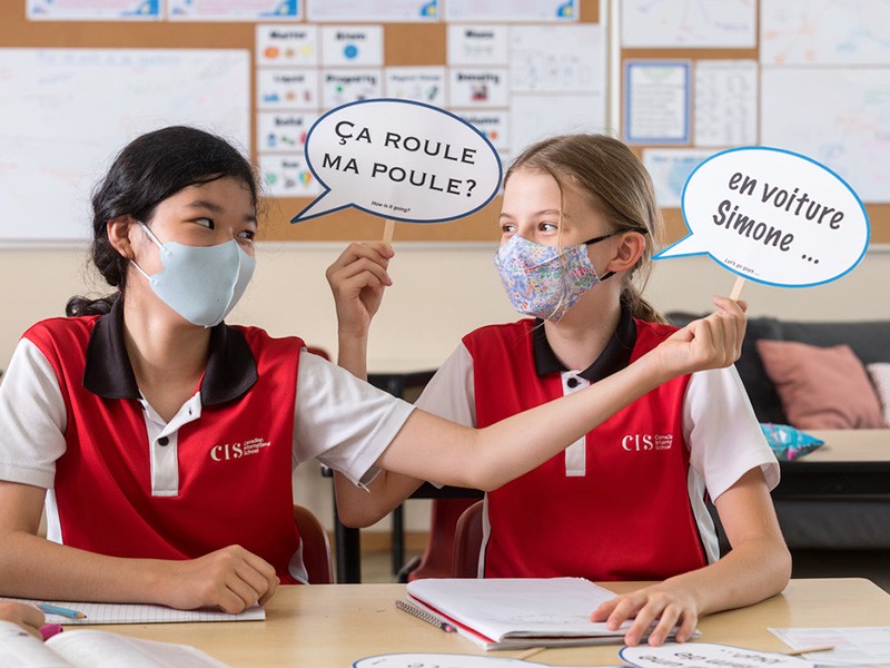 CanadianInternationalSchool two female students during French class