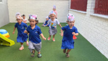 Mosaic Singapore preschool kids running outdoors