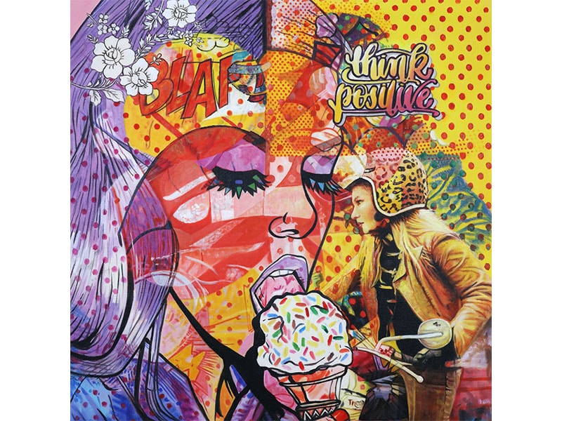 Think Positive, original oil on canvas painting by Michele Righetti, Righetti Arte