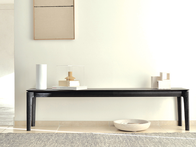 Bok black bench in oak, available in four sizes and two colours, Soul & Tables