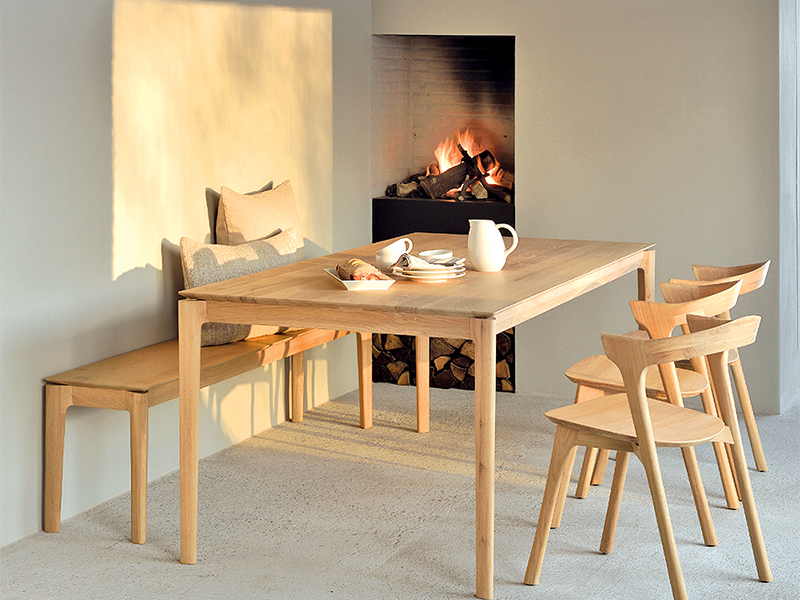 Bok dining table, chairs and bench in oak, made in Vietnam, Soul & Tables