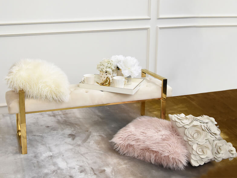 Lisse gold bench with stainless steel frame - singapore furniture shopping