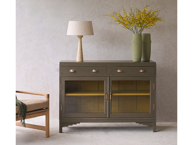 Vintage teak sideboard with two drawers