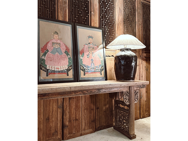 Antique cypress-wood long console table