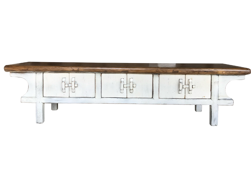 Low white rustic console in elm, from China, Woody Antique House tv consoles singapore