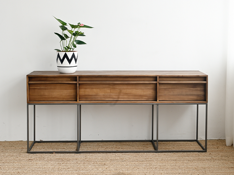 Lola three-drawer sideboard, made from teak with spacious tv consoles singapore