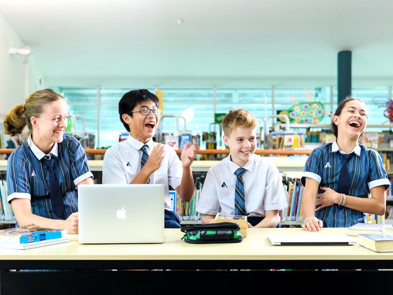 Australian International School students laughing in class, mental health of students