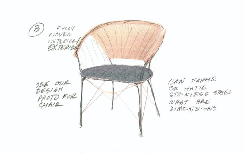 Janice's initial sketches for the Suki chair - build a global business