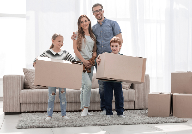 Family moving into their new home