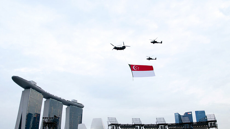 Singapore National Day flag flypast Marina Bay