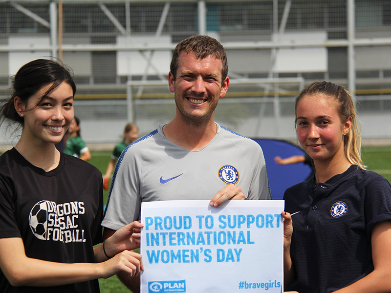 Chelsea FC IDC Singapore girls football players and coach