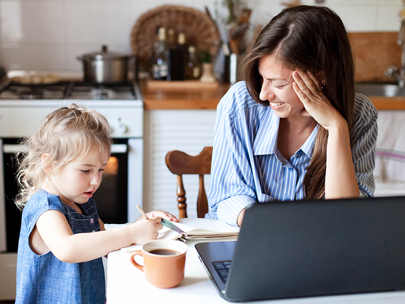 mother working from home as part of employee benefits package - starting a company in singapore