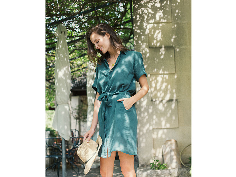 loungewear in Singapore - Ingrid shirt dress in Forest Green, $169, Capsule by Juliette