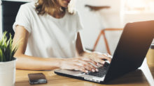 Woman working laptop self employment