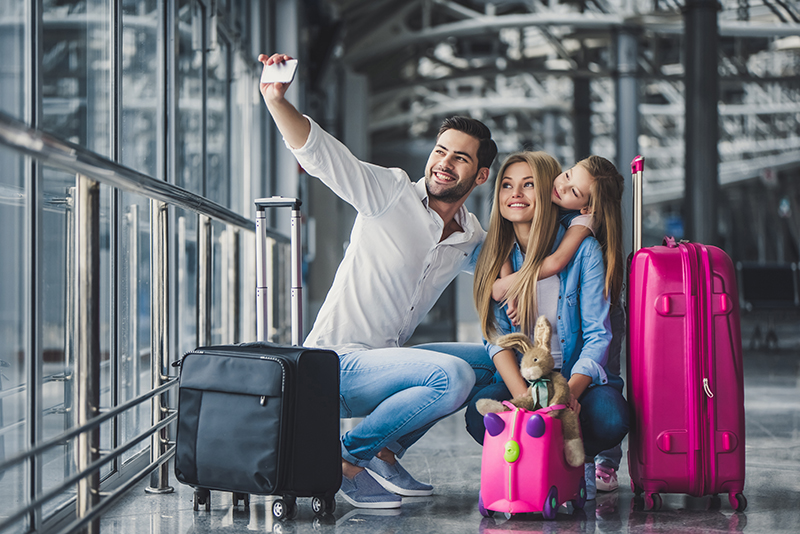 Health insurance family travelling airport