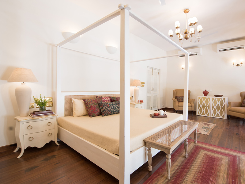 a bedroom in villas in Goa