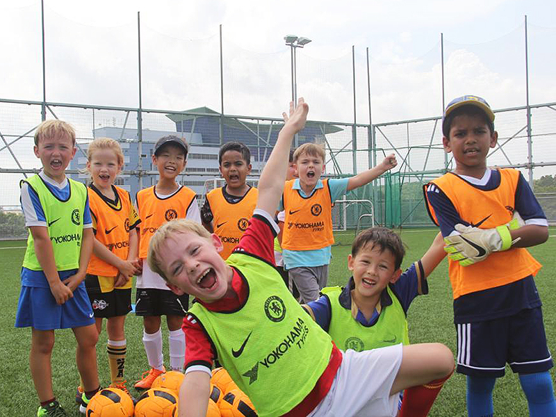 Chelsea FC soccer fun activities for kids group of boys