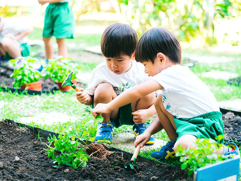 students outdoor play Kinderland preschool outdoor kindergartens in Singapore