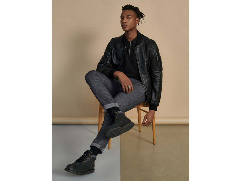 Superdry winter fashion Sophisticated and Minimal AW2020 Man in Black Leather Jacket
