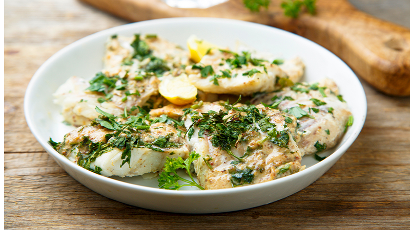 Plaice Fillet With Parsley Butter and Crushed Potatoes Recipe