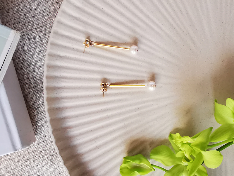 Chidi Tube Earrings with 18K gold stud, $65, Style Nomads