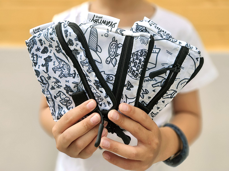 Christmas gift ideas for creative kids - colour in pouches DrawnBy