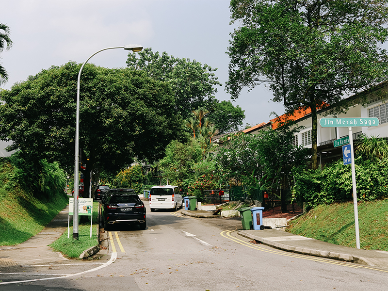 Street view of Jalan Rumia house with garden chip bee gardens