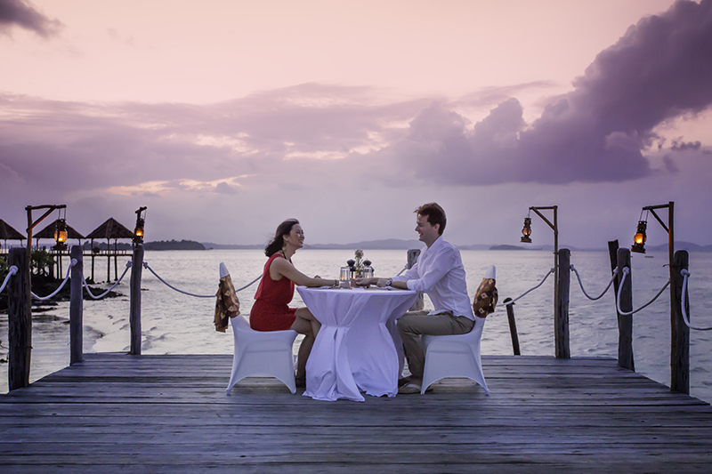 Dining on the jetty - Telunas Private Island  esort beach holiday indonesia