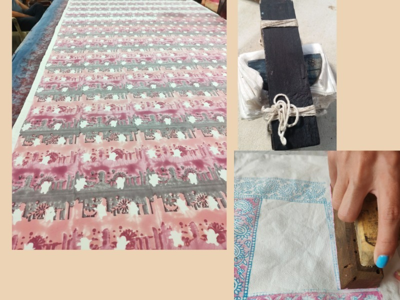 dyed fabrics and scarves from block printing workshop
